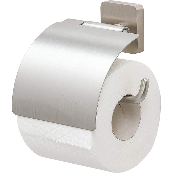 Тримач для туалетного паперу Tiger Onu з кришкою, матова нержавіюча сталь, 13 х 12,6 х 4,2 см, матова нержавіюча сталь, 13 х 12,6 х 4,2 см з кришкою