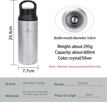 Термос iBasingo 600 мл з подвійними стінками, ізольований, для напоїв, зберігає тепло та холод, Ti3010D