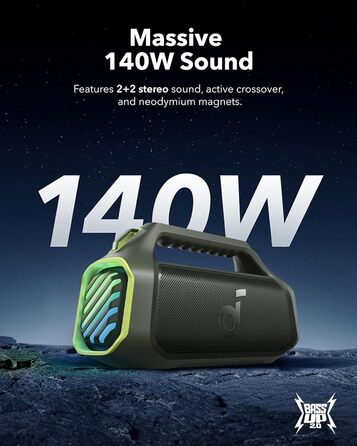 Soundcore Boom 2 Plus: портативна Bluetooth колонка для кемпінгу, 140W, IPX7, RGB, Power Bank, USB-C