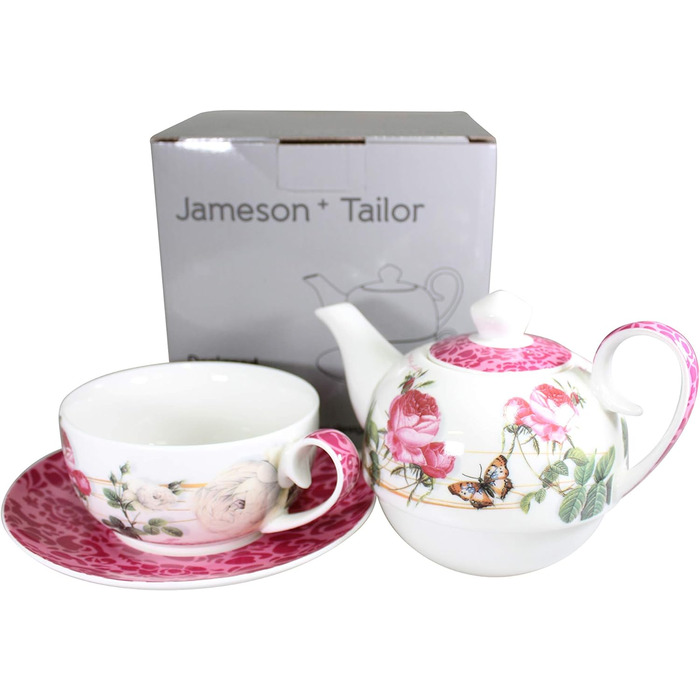 Чай Jameson & Tailor для однієї блискучої порцеляни приємний набір одномісного чайника з високоякісної порцеляни (рожево-білий)