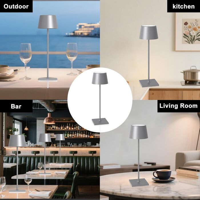 LED-лампа MU LIN Lampada-841: торшери з сенсорним керуванням, USB-C, для дому та офісу, IP54, сріблястий, 1 шт.