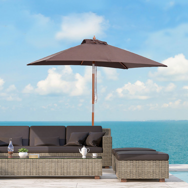 Садова парасолька Outsunny 200 x 150 см 3-ступінчаста регульована з деревини ялиці та поліестеру в каві