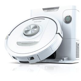 Робот-пилосос Shark PowerDetect з автопорожненням, самоочищення, до 60 днів роботи, для шерсті тварин, килимів та твердих підлог, з 3D та LiDAR навігацією, 14,5 см, білий