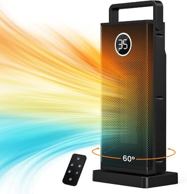 Електричний обігрівач з керамічним нагрівачем, 3 режими, 2000W, осциляція 70°, захист від перекидання, тихий обігрівач для дому та офісу