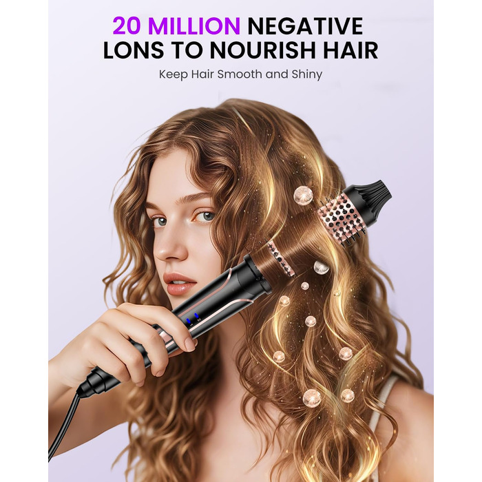 Набір для завивки волосся BESTOPE PRO 5-в-1 з LED-дисплеєм: 3 насадки, регулювання температури, швидкий нагрів, рукавичка, кліпси, рожеве золото