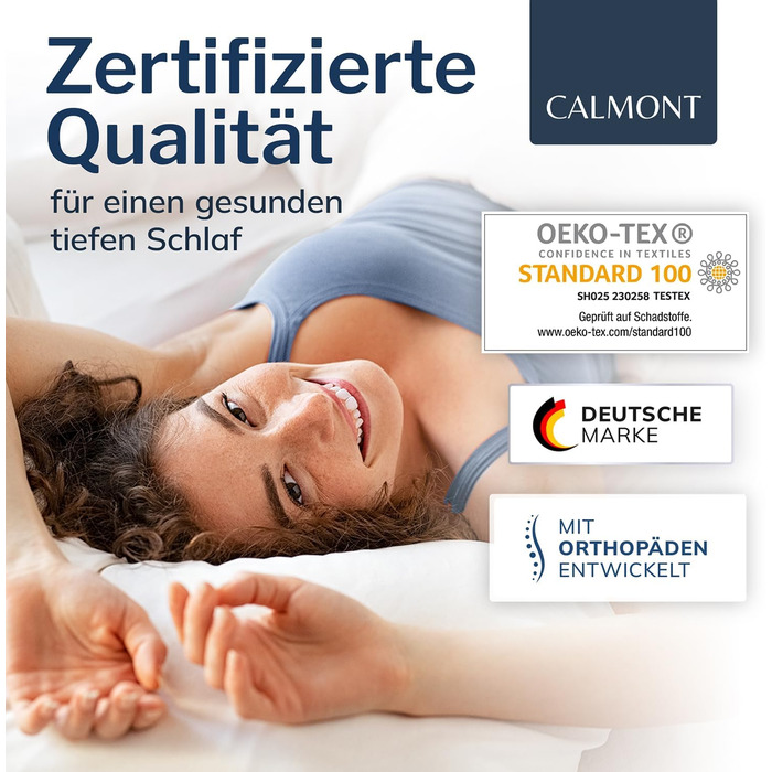 Ортопедична подушка Calmont для всіх типів сну | Подушка для підтримки шиї | З піною Memory Foam | Подушка для зняття болю в шиї (Біла)