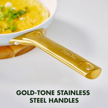 GreenPan Padova Reserve сковорода з керамічним антипригарним покриттям Hartelox, 24 см, індукційна, без PFAS, золотий ручка, для посудомийної машини, для духовки, димчасто-блакитна