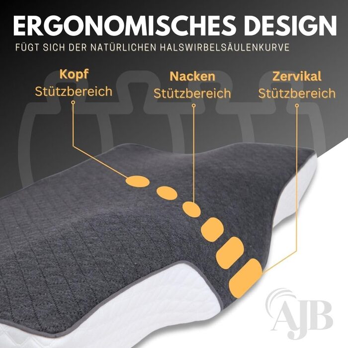 Ортопедична подушка/подушка для шиї AJB, полегшує біль у шиї- Подушка з користю для всіх типів сну- Ергономічна подушка/подушка з піни з ефектом пам'яті для спокійного та здорового сну
