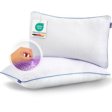 Подушка Mister Sandman 40x80 см, ортопедична з Memory Foam та Honeycomb GelFlex Grid, дихаюча та пральна, для сну на боці, спині та животі (2 шт.)