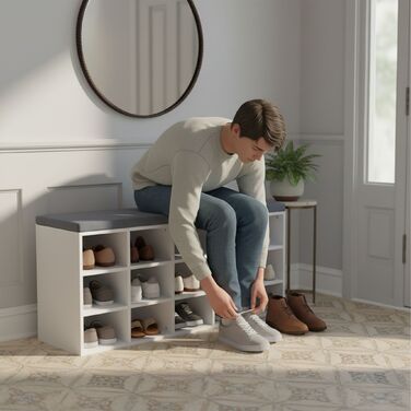 Підставка для взуття Relaxdays з м'яким сидінням та відкритими полицями