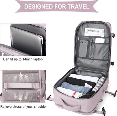 Дорожній рюкзак SZLX Easyjet жіночий S для 14" ноутбука з портом USB бузково-рожевий