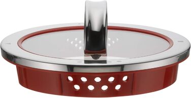Скляна кришка WMF Function 4 (16 см) зі сталі Cromargan, 4 функції зливу, червона