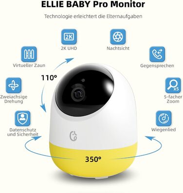 Радіоняня Ellie з камерою 2K, 5