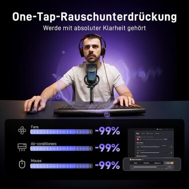 Мікрофон MAONO DM40 Pro бездротовий для ПК з RGB підсвіткою та ШІ-зміною голосу, шумозаглушення, для геймінгу, подкастингу та стрімінгу (чорний)