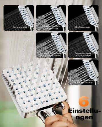 Фільтр для душу Cobbe з шлангом, високонапірна ручна лійка з 20-ступеневою фільтрацією, економна лійка з 6 режимами струменя, підвищення тиску, для жорсткої води (Q7.chrom)