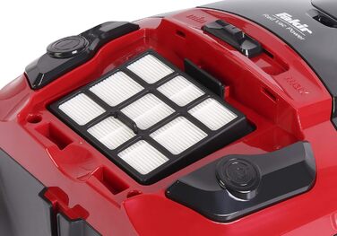 Пилсос Fakir Red Vac Power з мішком, 700W, з кабелем, HEPA фільтр H13, тихий двигун 69dB(A), мішок 3л, радіус дії 9м, чорно-червоний, циліндричний