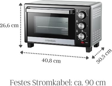 Міні-піч 15 літрів: піч для піци, міні-піч, таймер 60 хв, 100°-230°C, 1200 Вт, крихтозбірний піддон, для кемпінгу, енергоефективна