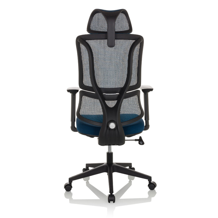 Офісне крісло / Крісло з обертанням ERGOMY, сидіння з тканини / спинка з сітчастої тканини, блакитне, mybuero