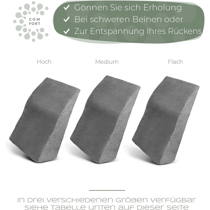 Подушка для ніг та колін: ергономічна піднімна подушка для ніг, підтримка ніг та колін, подушка для підняття ніг, клиновий тримач, сіра, для лімфи та вен