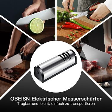 Електричний заточувач для ножів 3 в 1 з алмазним напилком для кухонних ножів, ножиць та топориків