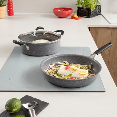 Набір сковорідок Lagostina Tempra Mineral з антипригарним покриттям, 24/28 см, силіконовий гриб, для всіх джерел тепла