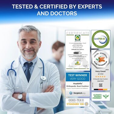 Ортопедична подушка для сидіння: офіс, авто та ін. З Memory Foam, для полегшення навантаження на куприк та сідничні кістки (Soft, 45-70 кг)