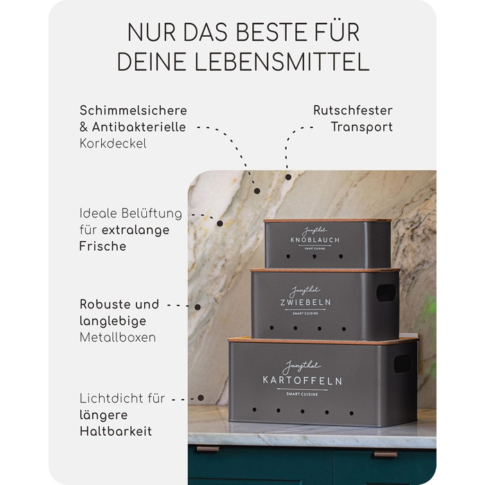 Короб для зберігання картоплі, цибулі та часнику (3 шт.) | Сірий | Короб для картоплі, цибулевий горщик