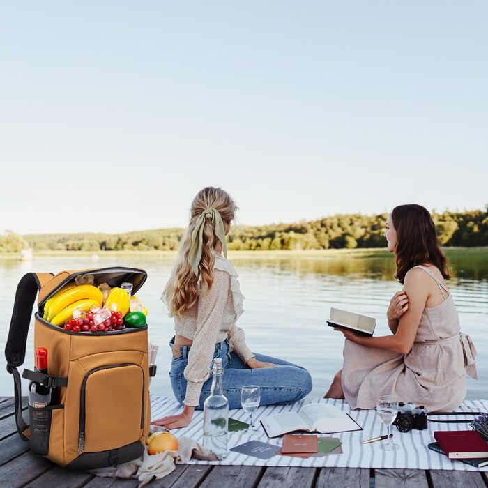 Рюкзак-холодильник Laripwit 54 літри, ізольований, з відділенням для холоду, коричневий - для пікніків, подорожей, кемпінгу, тактики, пляжу