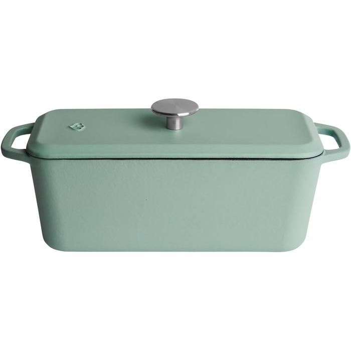 Форма для випічки Springlane з чавуну з кришкою 3L, емальована, для хліба, паштетів та запіканок, 33,5 x 13 см, м'ятного кольору