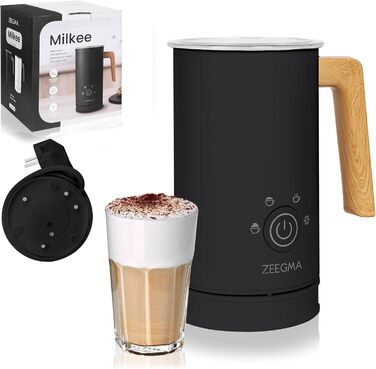 Електричний спінювач молока ZEEGMA MILKEE, 500 Вт, 650 мл, для капучино, лате, какао, антипригарне покриття, сенсорне керування (Чорний)