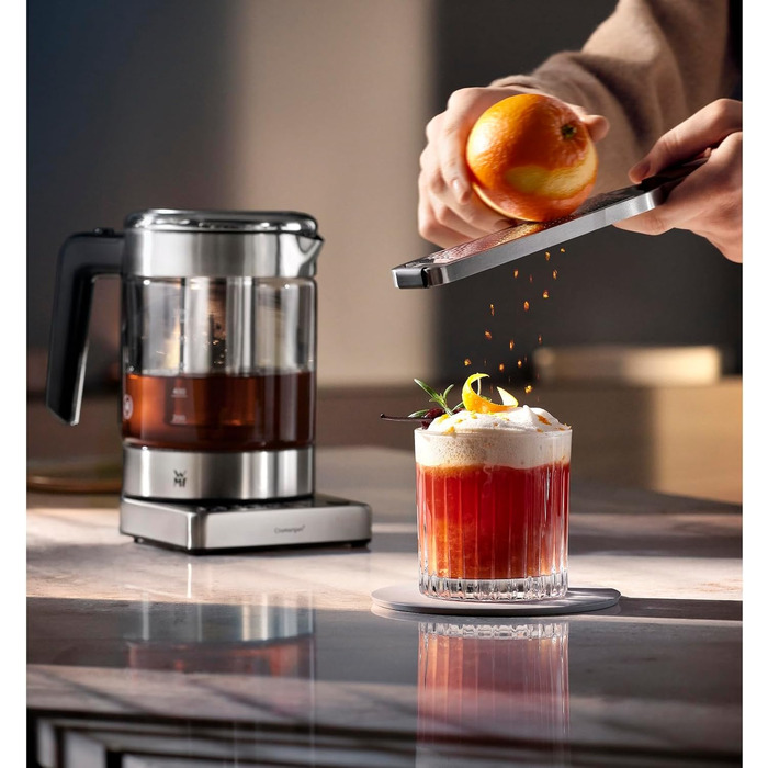 Електричний чайник-заварник WMF Küchenminis 2 в 1 з регулюванням температури, 1 л, 1900 Вт, скло, з тримачем для чайних пакетиків та ситом