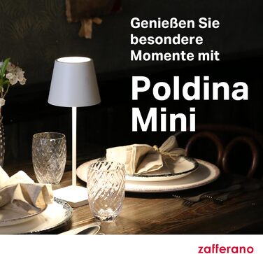 Zafferano Poldina Pro Mini - Бездротова LED-лампа для дому та вулиці, біла, з регулюванням яскравості, 30 см