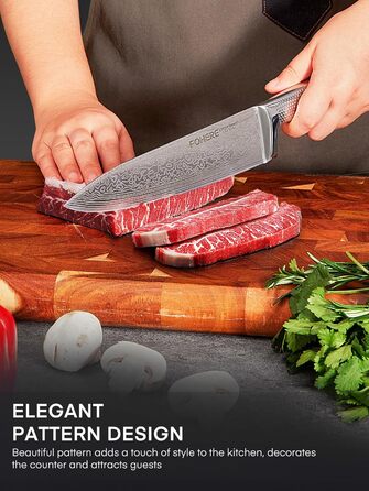 Набір ножів FOHERE 7 предметів з автозаточкою, професійний кухонний набір, з дерев'яним блоком, нержавіюча сталь, ергономічні ручки, ідеальний подарунок