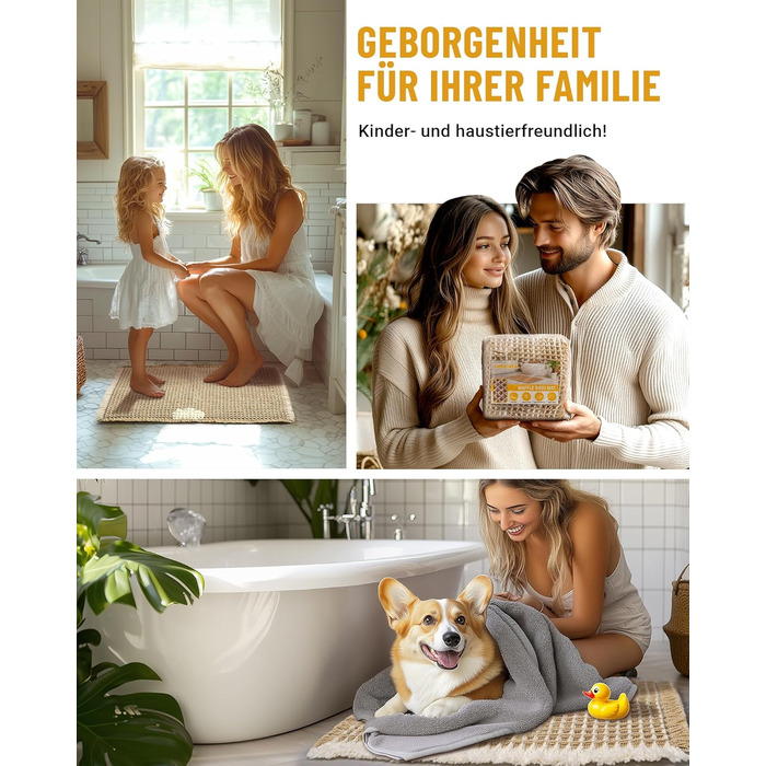 Набір килимків для ванної кімнати, антиковзаючі, бохо-стиль, 2 шт. (51x120 см + 41x61 см), коричнево-білі