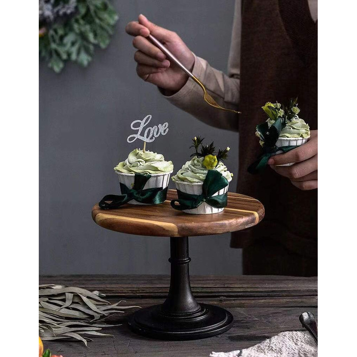 Дерев'яний підставка для тортів Nuptio Rustikaler: 25 см, набір 3 шт. для весілля, дня народження, дитячого свята, чаювання