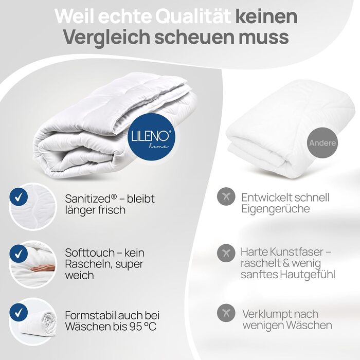 Тепла зимова ковдра LILENO HOME 155x220 см [2 шт.] - комплект ковдр для комфортного сну. Алергічна ковдра, витримує прасування до 95°C