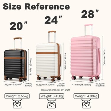 Чемодан-валіза KONO Mittelgroß (середній) з ABS+PC, 4 колеса, TSA-замок (чорний/коричневий, L, 65 см)