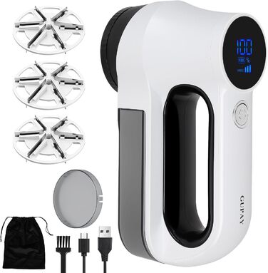 Електричний видальник ворсу GUPAY: перезарядна батарея 2500mAh, 3 швидкості, 6 лез, LED-дисплей, USB-зарядка для одягу та меблів