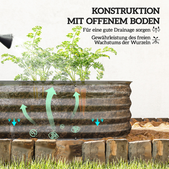 Підвищене грядка, модульна конструкція, захищені бортики, дизайн без дна, 150 x 62 x 30 см, темно-сірий