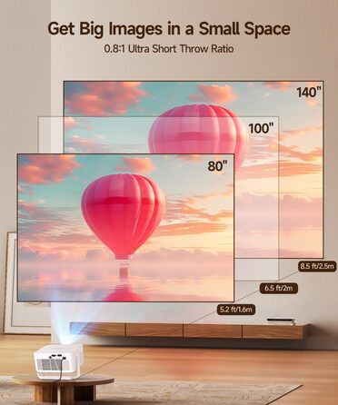 Magcubic HY300max Міні проектор 4K/8K з Android 14, WiFi 6, Bluetooth 5.4, Автофокус, для домашнього кінотеатру, білий