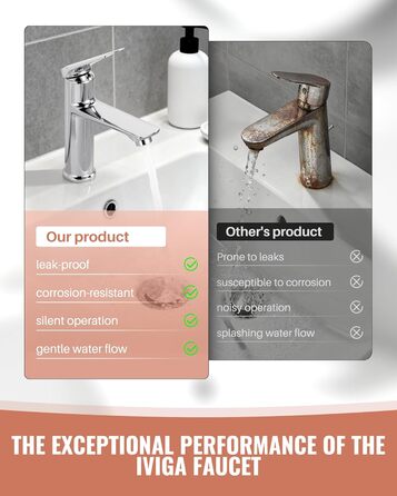 Змішувач для ванної кімнати, однорідний змішувач для раковини, хром, високий тиск, висота виливу 104 мм