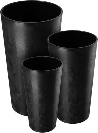 Набір горщиків KADAX (3 шт.) з дерев'яною стружкою, чорний бетон, 19,25, 30 см