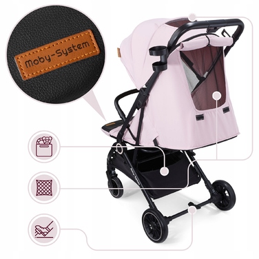 Дитячий візок-прогулянка Moby-System LENA PINK PRO з функцією валізки