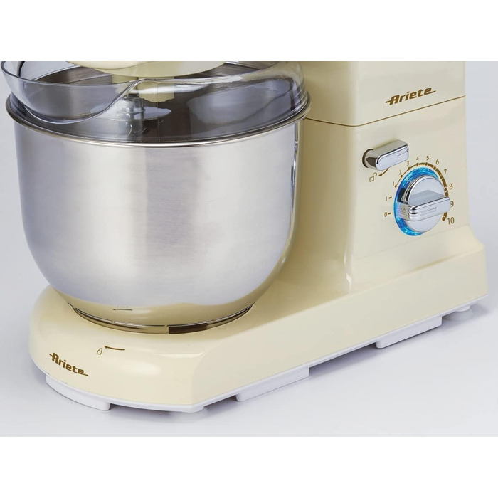 Ariete 1596 Pastamatic Gourmet 1950 - планетарний міксер з набором насадок для тіста, збивання та замішування - 10 швидкостей, бежевий
