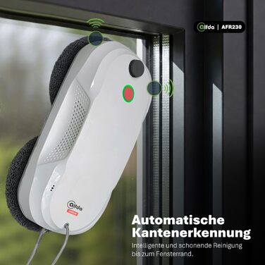 Робот для миття вікон AFR230 з подвійним розпиленням, інтелектуальною навігацією та пультом дистанційного керування, для внутрішніх та зовнішніх вікон, об'єм бака 60 мл, сумка для зберігання, 8 ганчірок