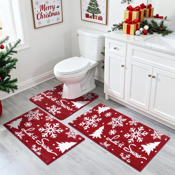 Набір килимків для ванної кімнати Badteppich Set: душовий килимок, килимок перед унітазом, килимок для ванної, м'який, високий ворс, 45x65 см + 50x120 см + 50x60 см, з малюнком 