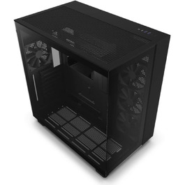 Двокамерний ATX Mid-Tower - Високий повітряний потік - Скло спереду/збоку - Радіатор 360 мм - Чорний, 9 Flow -
