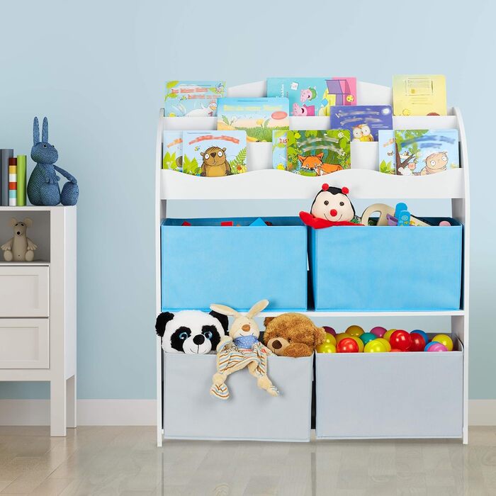Дитяча полиця Relaxdays, 4 коробки, мотив, місце для зберігання іграшок, дитяча кімната ВхШхГ 98 х 82,5 х 30 см, барвиста (багаття)