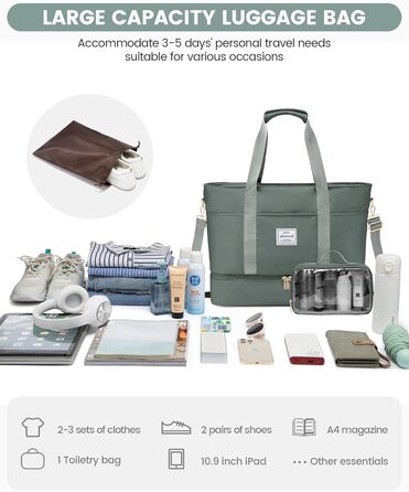 Сумка-мішок LOVEVOOK для жінок, 42L, водонепроникна, з відділенням для взуття, для подорожей, спортзалу, басейну, пологів, Ryanair