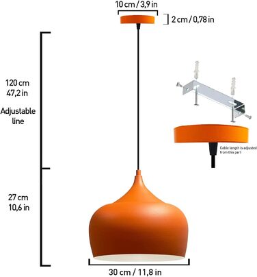 Підвісний світильник Bamyum 3-light чорний/золотий ø30см, вінтажна настільна лампа E27 (помаранчевий)